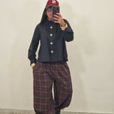Pantalone BOB  quadri bordeaux