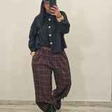Pantalone BOB  quadri bordeaux