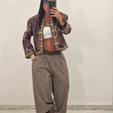Pantalone BOB  pied de poule taupe