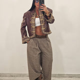 Pantalone BOB  pied de poule taupe