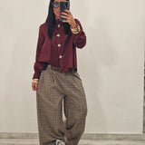 Pantalone BOB  pied de poule taupe