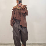 Pantalone in ecopelle LOLA marrone