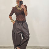Pantalone in ecopelle LOLA marrone