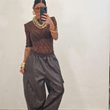 Pantalone in ecopelle LOLA marrone