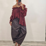 Pantalone in ecopelle LOLA vinaccia