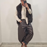 Eco Pelliccia smanicata double face CLAIRE marrone