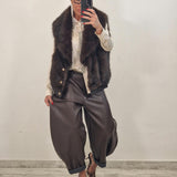 Eco Pelliccia smanicata double face CLAIRE marrone