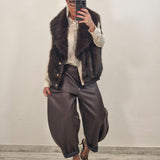 Pantalone in ecopelle STACY marrone