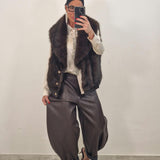 Eco Pelliccia smanicata double face CLAIRE marrone