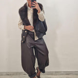 Eco Pelliccia smanicata double face CLAIRE marrone