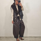 Eco Pelliccia smanicata double face CLAIRE marrone