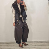 Eco Pelliccia smanicata double face CLAIRE marrone