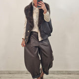 Eco Pelliccia smanicata double face CLAIRE marrone