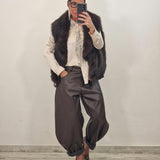 Eco Pelliccia smanicata double face CLAIRE marrone