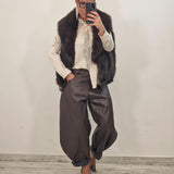 Eco Pelliccia smanicata double face CLAIRE marrone