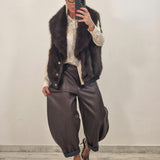 Eco Pelliccia smanicata double face CLAIRE marrone