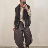 Eco Pelliccia smanicata double face CLAIRE marrone