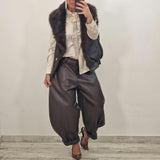 Eco Pelliccia smanicata double face CLAIRE marrone