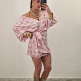 Abito CELIA quadri rosa