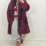 ESMERALDA burgundy eco fur coat