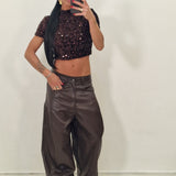 Maglia crop LUCILLA marrone