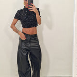 Pantalone  ecopelle URANO nero