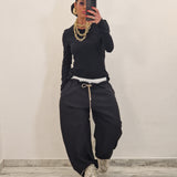 Pantalone MARIN gessato nero