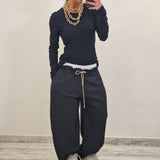 Pantalone MARIN gessato nero