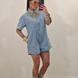 Tutina in denim AZUL