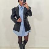 JESSIE black faux leather blazer