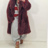 ESMERALDA burgundy eco fur coat