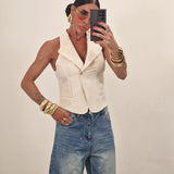 Gilet ELEGANT avorio righe