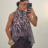 Camicia VIOLET marrone e blu