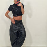 Pantalone  ecopelle URANO nero
