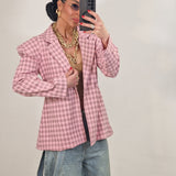 Blazer BERRY quadri rosa