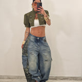 Giubbino crop MATILDE verde militare