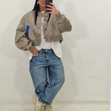 HOT grey and blue bomber jacket