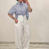 Camicia crop DIVINA celeste