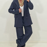 Coordinato JAMILA gessato blu