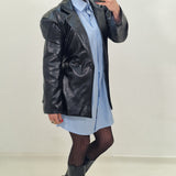 JESSIE black faux leather blazer
