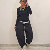 Pantalone MARIN gessato nero