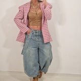 Blazer BERRY quadri rosa