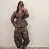 Jacket in ecopelle IRENE marrone