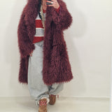 ESMERALDA burgundy eco fur coat