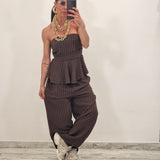 Coordinato BRAZIL gessato marrone