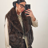 Eco Pelliccia smanicata double face CLAIRE marrone