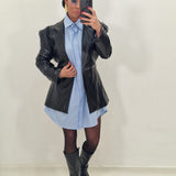 JESSIE black faux leather blazer