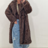 BRIGITTE brown eco fur coat