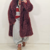ESMERALDA burgundy eco fur coat