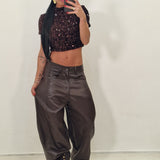 Maglia crop LUCILLA marrone